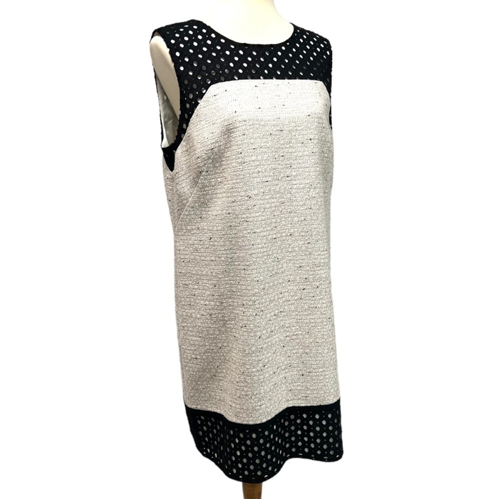 Ann Taylor Tweed Sleeveless Black Trim Casual Shift Dress Women’s 14 - Picture 8 of 12